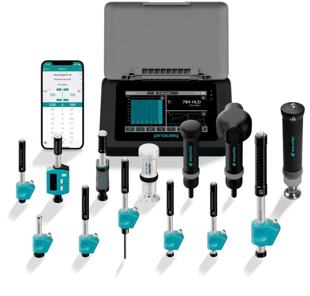 Equotip 550 avec ses sondes Leeb, Rockwell et UCI