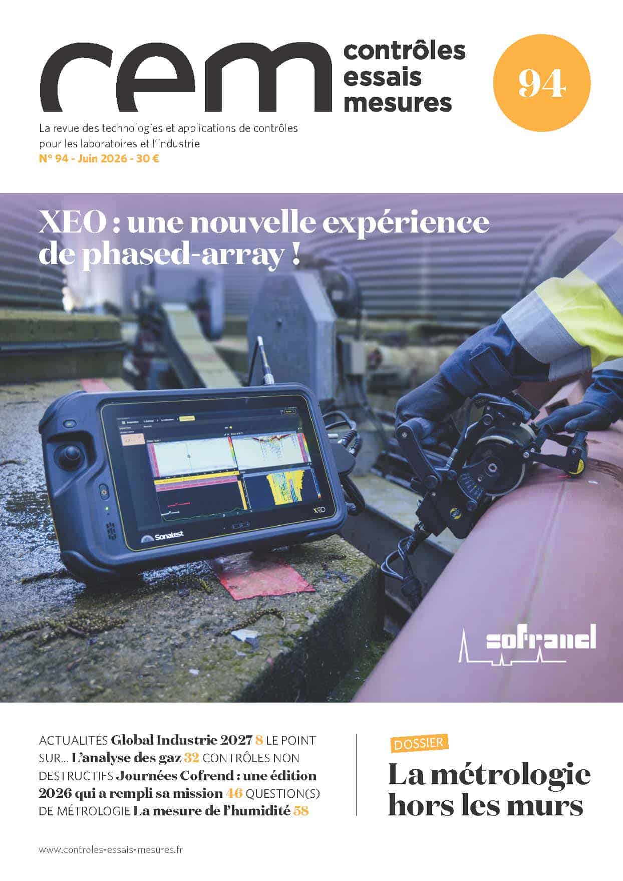 Couverture du magazine CEM présentant le nouvel équipement XEO de Sofranel