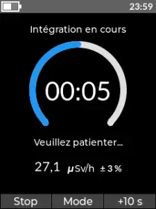 Capture d'écran de l'appareil de radiologie Radiametre ICE